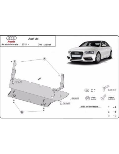 Cubre carter metalico Audi A4 B9 "30.007" (Desde 2015)