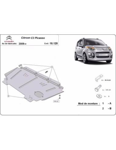 Cubre carter metalico Citroen C3 Picasso "18.125" (Desde 2009 hasta 2020)