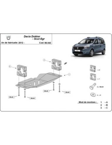 Cubre metálico para el sistema Stop & Go, EGR Dacia Dokker "98.042" (Desde 2012)