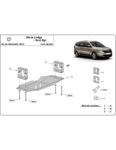 Cubre metálico para el sistema Stop & Go, EGR Dacia Lodgy "98.042" (Desde 2012)