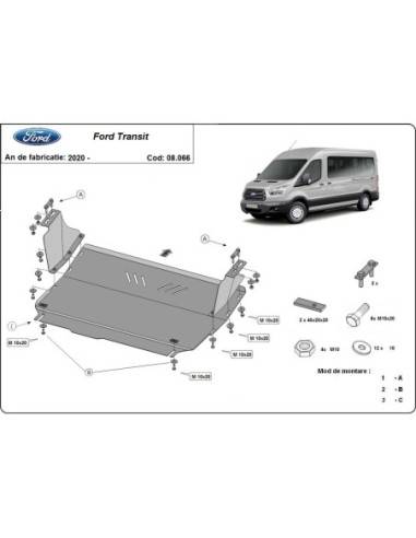 Cubre Carter Metalico Ford Transit - FWD "08.066" (Desde 2020)