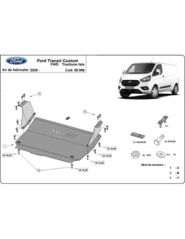 Cubre carter metalico Ford Transit Custom - FWD "08.066" (Desde 2020)