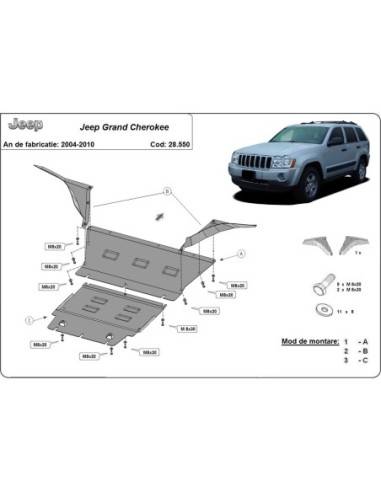 Cubre carter metalico Jeep Grand Cherokee "28.550" (Desde 2004 hasta 2010)