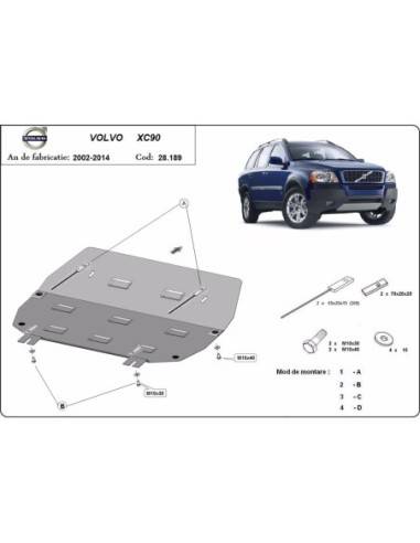 Cubre carter metalico Volvo XC90 "28.189" (Desde 2002 hasta 2014)