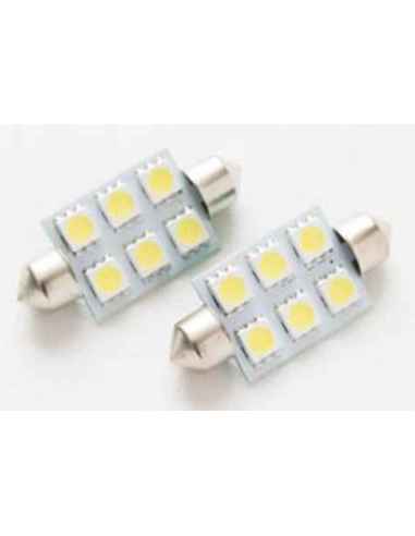 T11 6SMD 39 MM 5050 WHITE 12V 2 UNIDADES