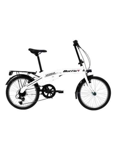 Bicicleta PLEGABLE 20" 6 VELOCIDADES  "MODENA" SHIMANO TY21 CUADRO DE ACERO CON PORTADOR Y GUARDABARROS- COLOR BLANCO