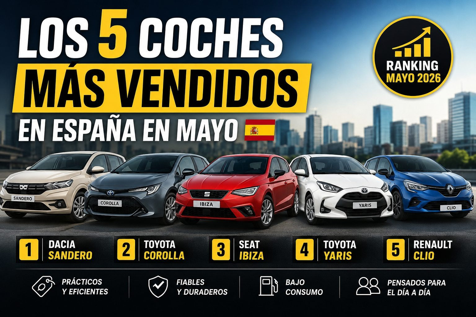 Los 5 coches más vendidos en España en mayo