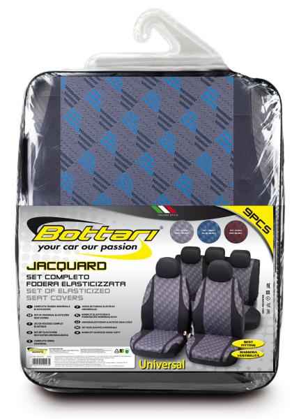 JUEGO FUNDAS JAQUARD ELASTICAS NEGRO/AZUL