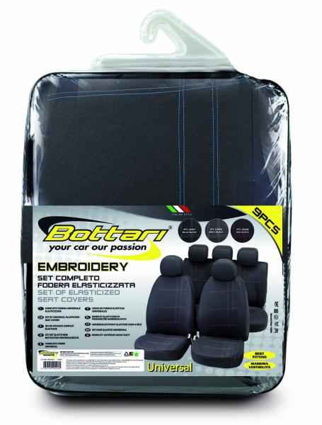 JUEGO FUNDAS EMBROIDERY NEGRO/AZUL