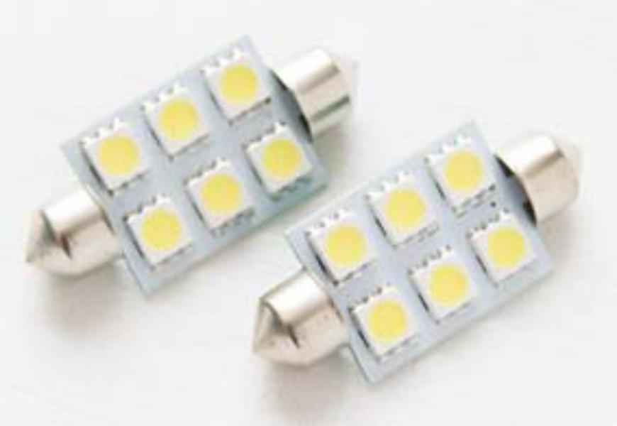 T11 6SMD 39 MM 5050 WHITE 12V 2 UNIDADES