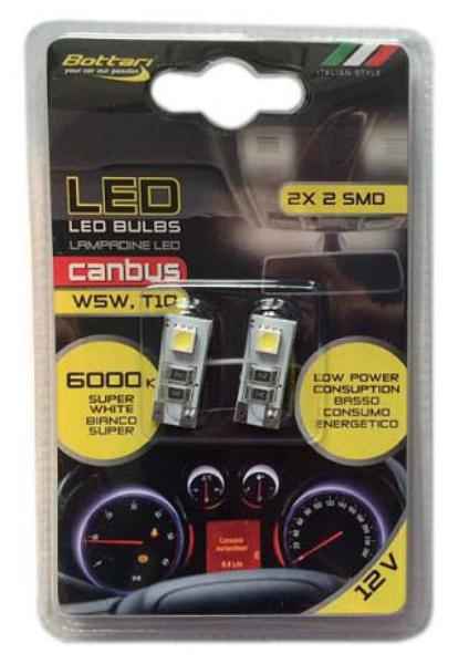 T10 CANBUS 2SMD 5050 12V WHITE 2 UNIDADES BLISTER