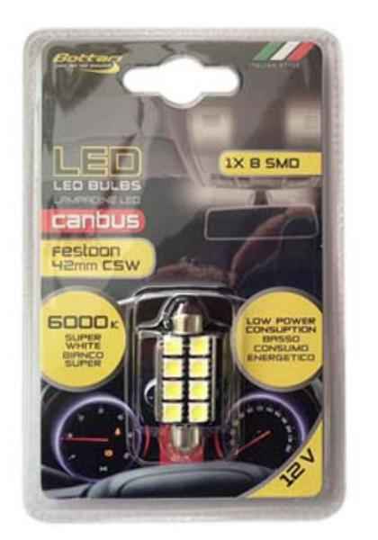 12V 8SMD 5050 T11*42MM BLANCO 1 UNIDAD BLISTER CANBUS