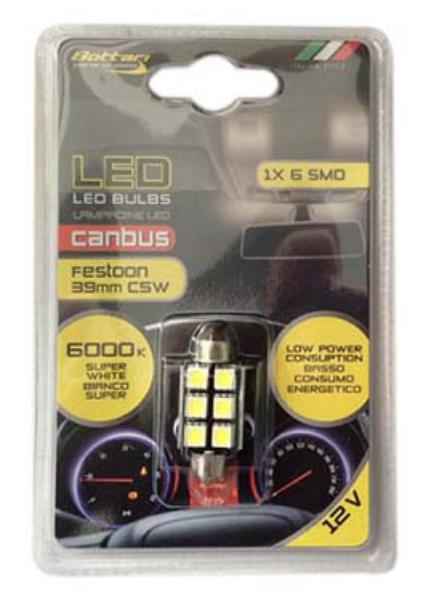 12V 6SMD 5050 T11*39MM BLANCO 1 UNIDAD BLISTER CANBUS
