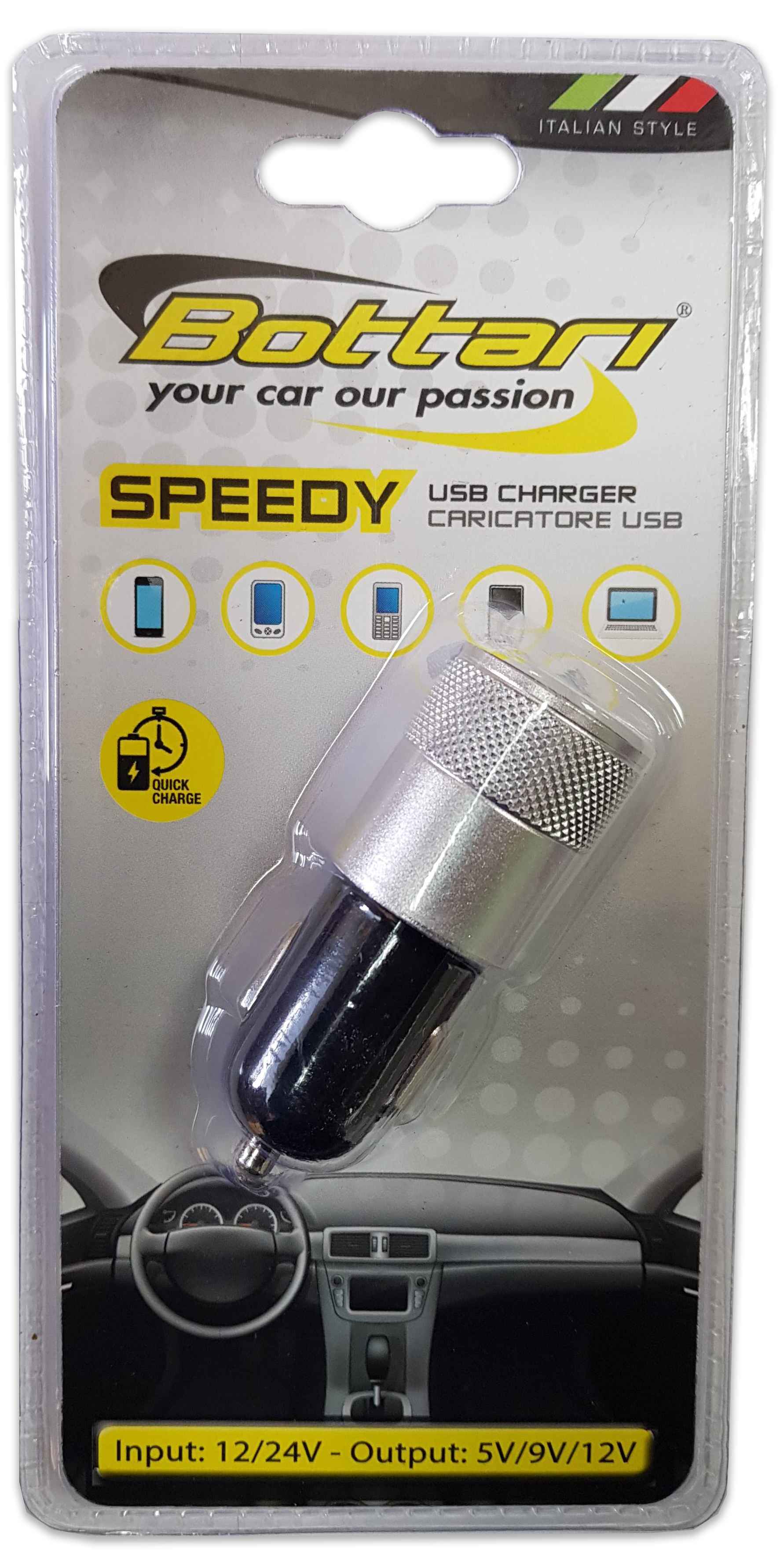 CARGADOR MECHERO USB QUICK CAR 12/24V