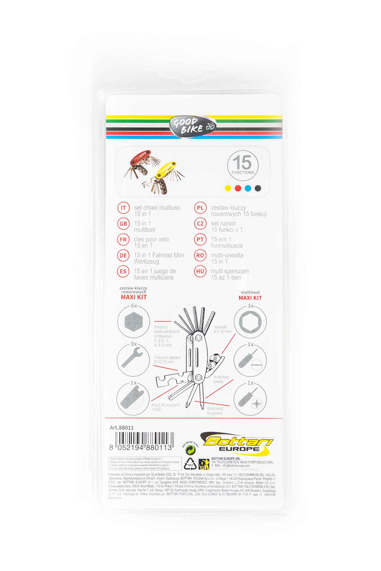 KIT MULTIHERRAMIENTA REPARA BICI 15 FUNCIONES - COLORES SURTIDOS