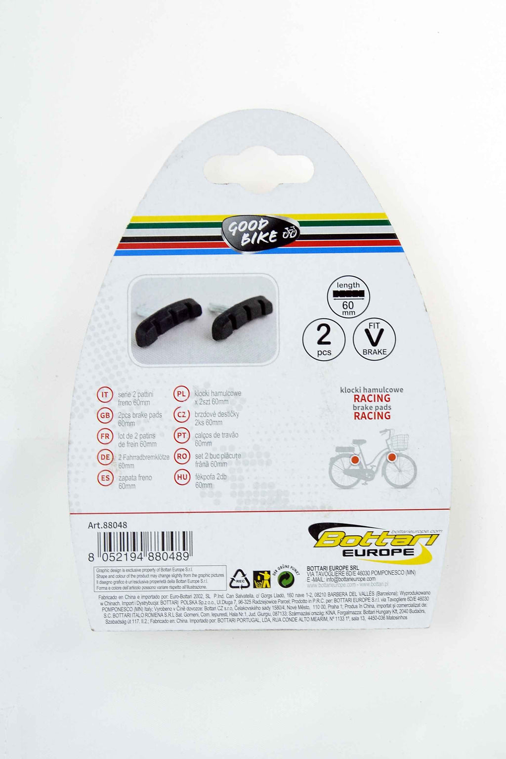 ZAPATAS DE FRENO V-BRAKE. SIN HILO, 60 MM. BANA DE RODADURA CLASICO