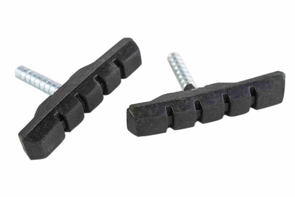 ZAPATAS DE FRENO V-BRAKE 70MM. FRENO CON ROSCA. BANDA DE RODADURA CLASICA. ASIMETRICOS.