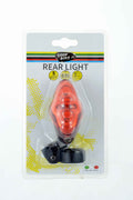 LUZ TRASERA ROJA 5 LEDS 3 FUNCIONES: MANUAL, INTERMITENTE Y CONSTANTE. NO INCLUYE BATERIA
