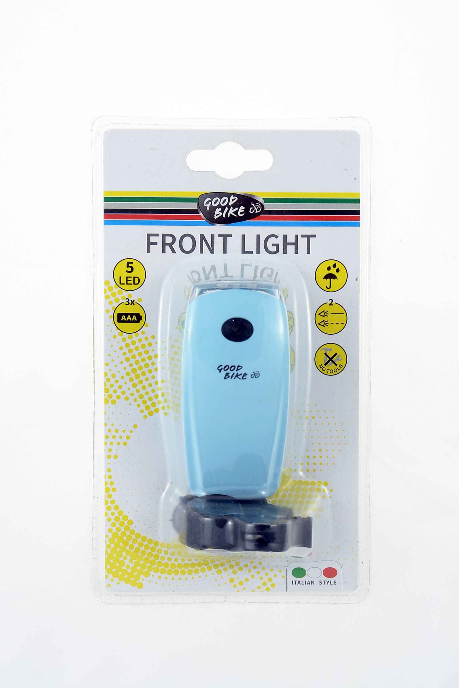LUCES DELANTERAS SPACEMAN 5 LED. DOS FUNCIONES: FIJO EN INTERMITENTE. BATERIA NO INCLUDIA