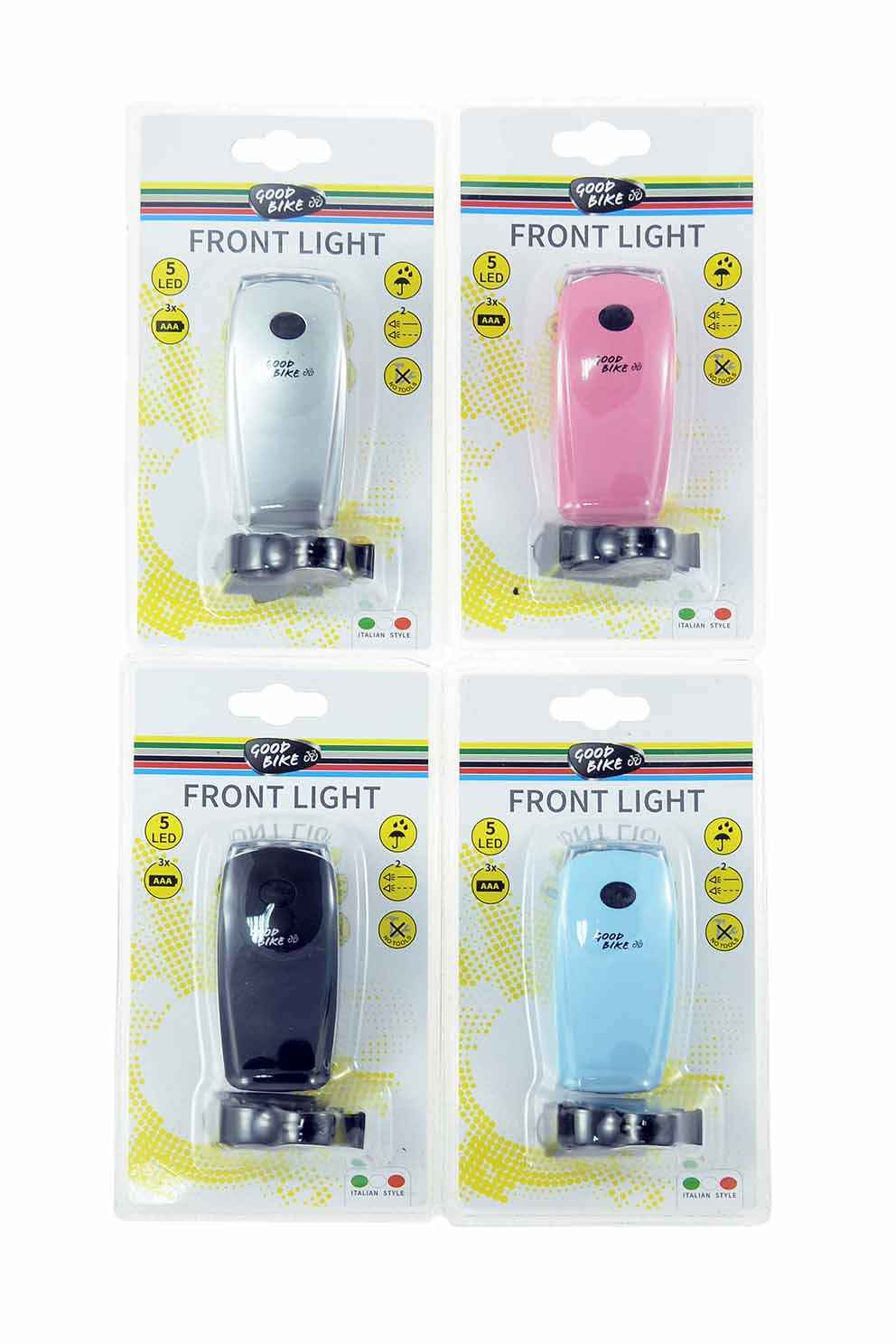 LUCES DELANTERAS SPACEMAN 5 LED. DOS FUNCIONES: FIJO EN INTERMITENTE. BATERIA NO INCLUDIA