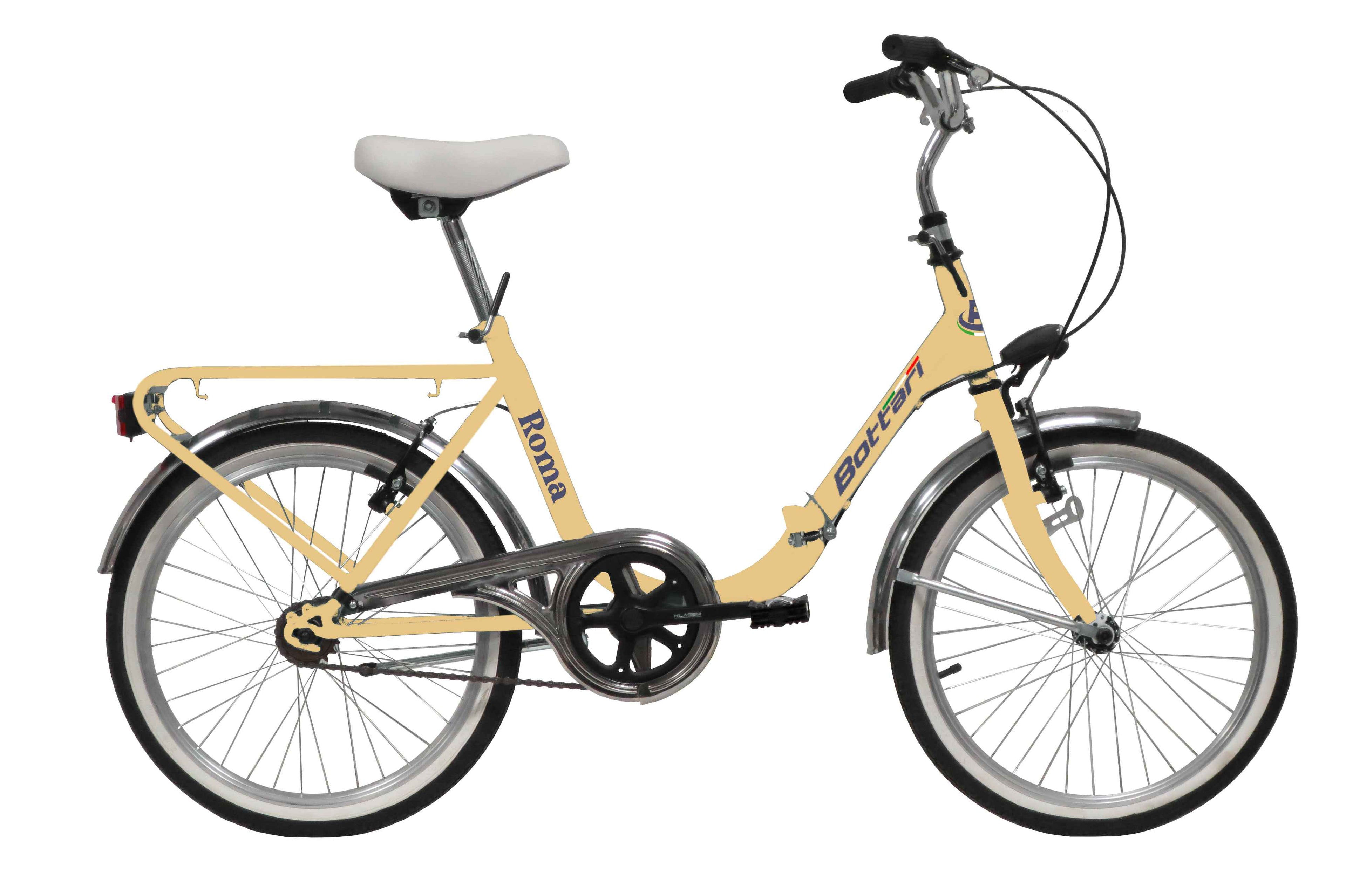 Bicicleta PLEGABLE 20" 1 VELOCIDAD "ROMA" CUADRO DE ACERO CON PORTADOR Y GUARDABARROS - COLOR BLANCO