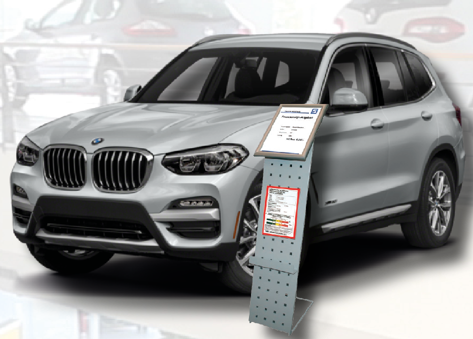 Atril portaprecios para exposicion de coches mod.3