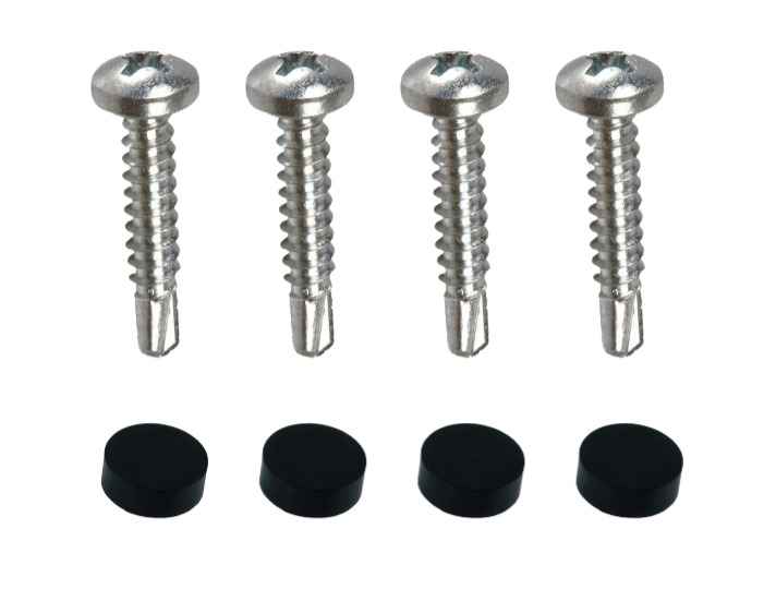 Tornillo roscachapa y tapon cubretornillo negro