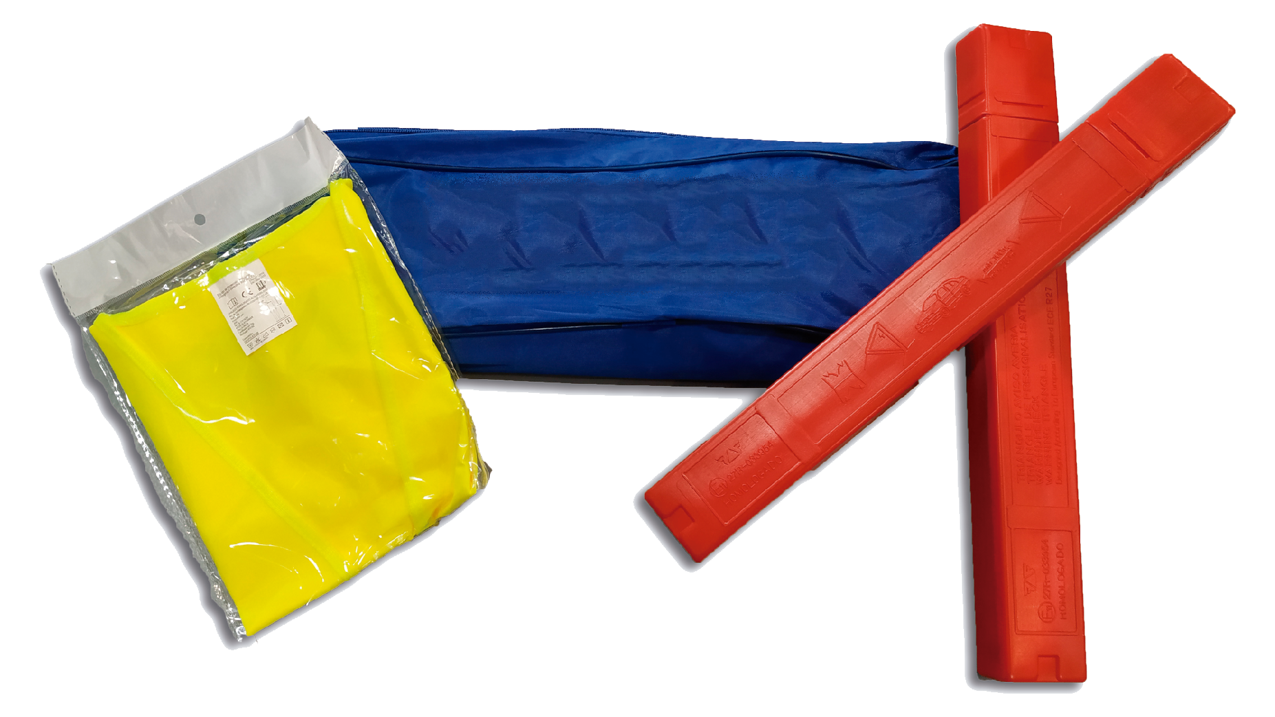 Kit emergencia Nylon (2 triangulos + 1 chaleco) - Personalizado a 1 color
