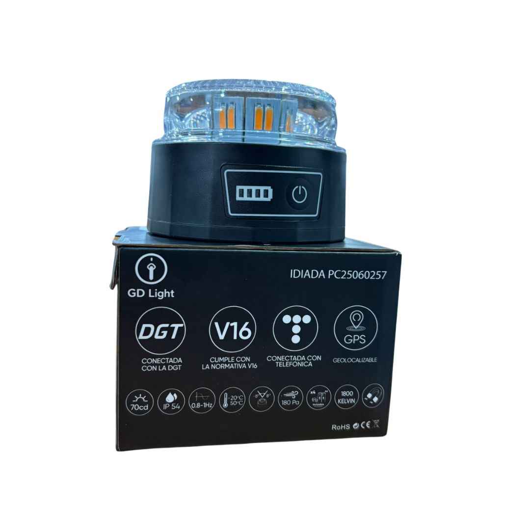 Baliza V16 geolocalizada conectada a DGT 3.0