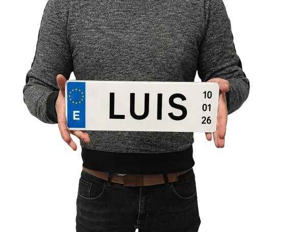 Placa Decorativa Infantil Personalizada 34x11 cm Estilo Matrícula Europea