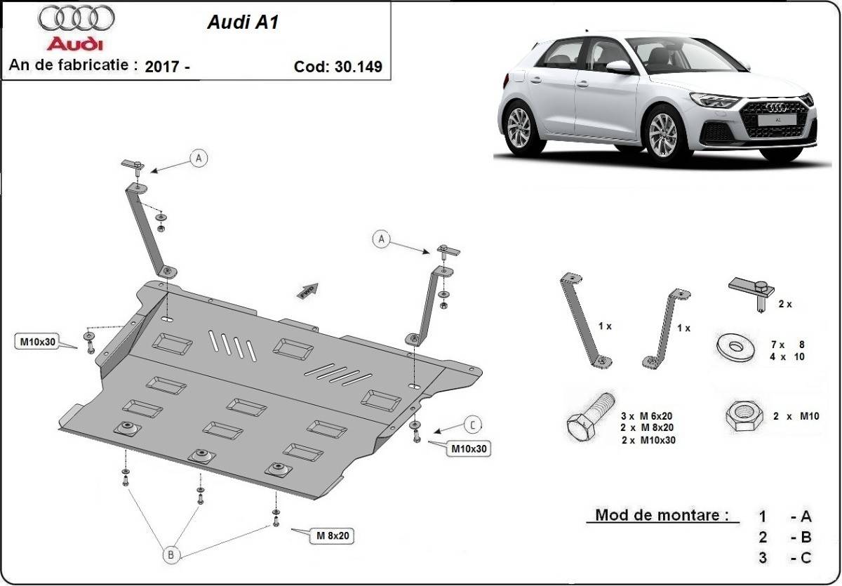 Cubre cárter metálico Audi A1 (2017-actualidad) a medida