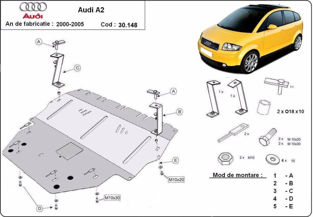 Cubre cárter metálico Audi A2 (2000-2005) a medida