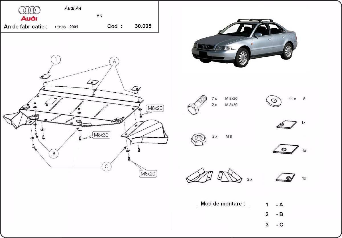 Cubre cárter metálico Audi A4 B5 (1997-2000) a medida