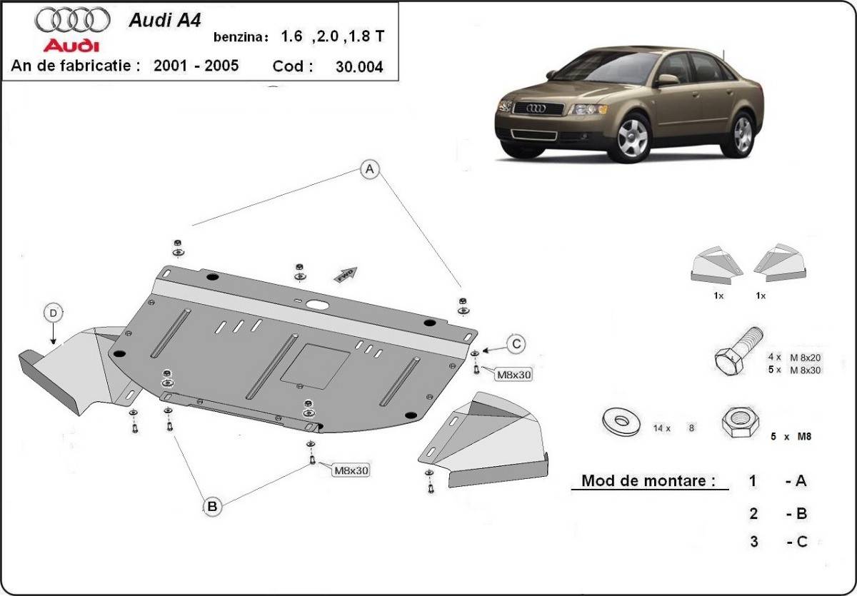Cubre cárter metálico Audi A4 B6 (2000-2005) a medida