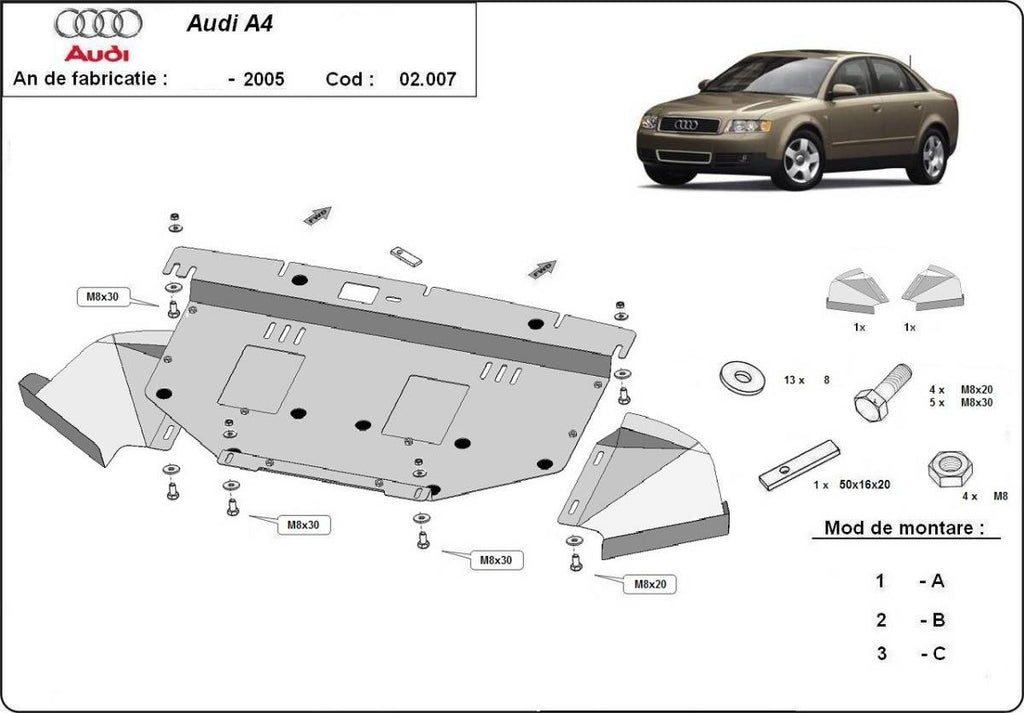 Cubre cárter metálico Audi A4 B6 (2000-2005) a medida