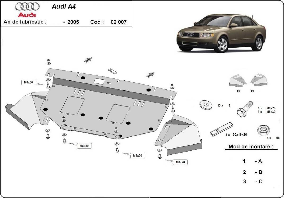 Cubre cárter metálico Audi A4 B6 (2000-2005) a medida