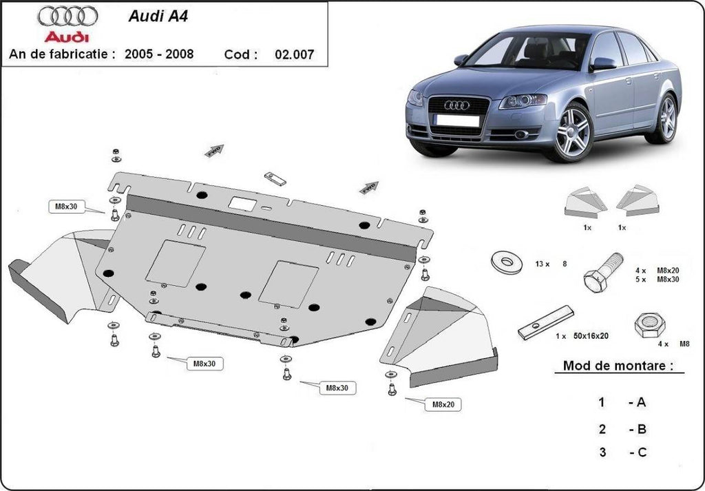 Cubre cárter metálico Audi A4 B7 All Road (2005-2008) a medida