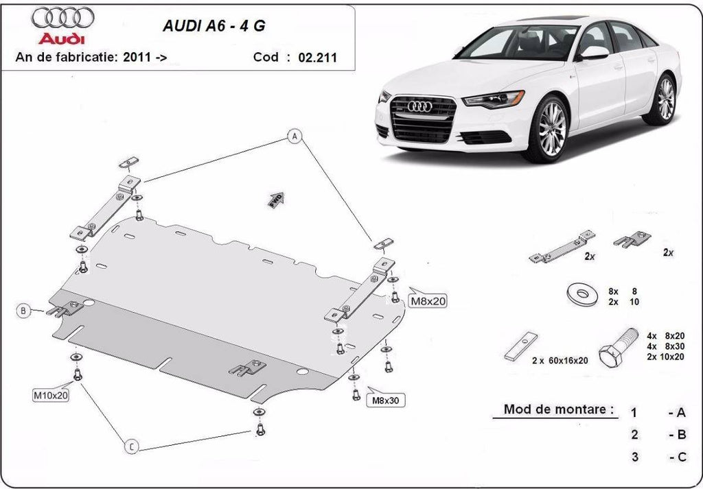 Cubre cárter metálico Audi A6 (2011-2018) a medida