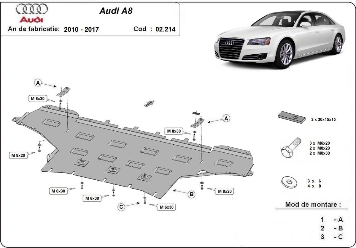 Cubre cárter metálico Audi A8 (2010-2017) a medida