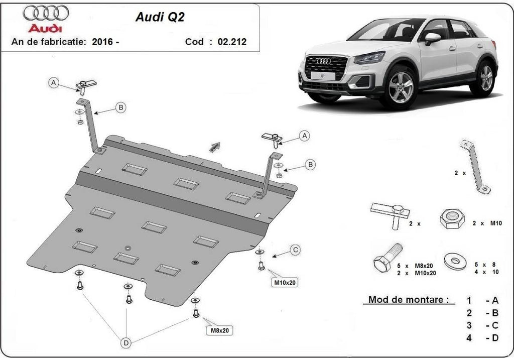 Cubre cárter metálico Audi Q2 (2016-2020) a medida