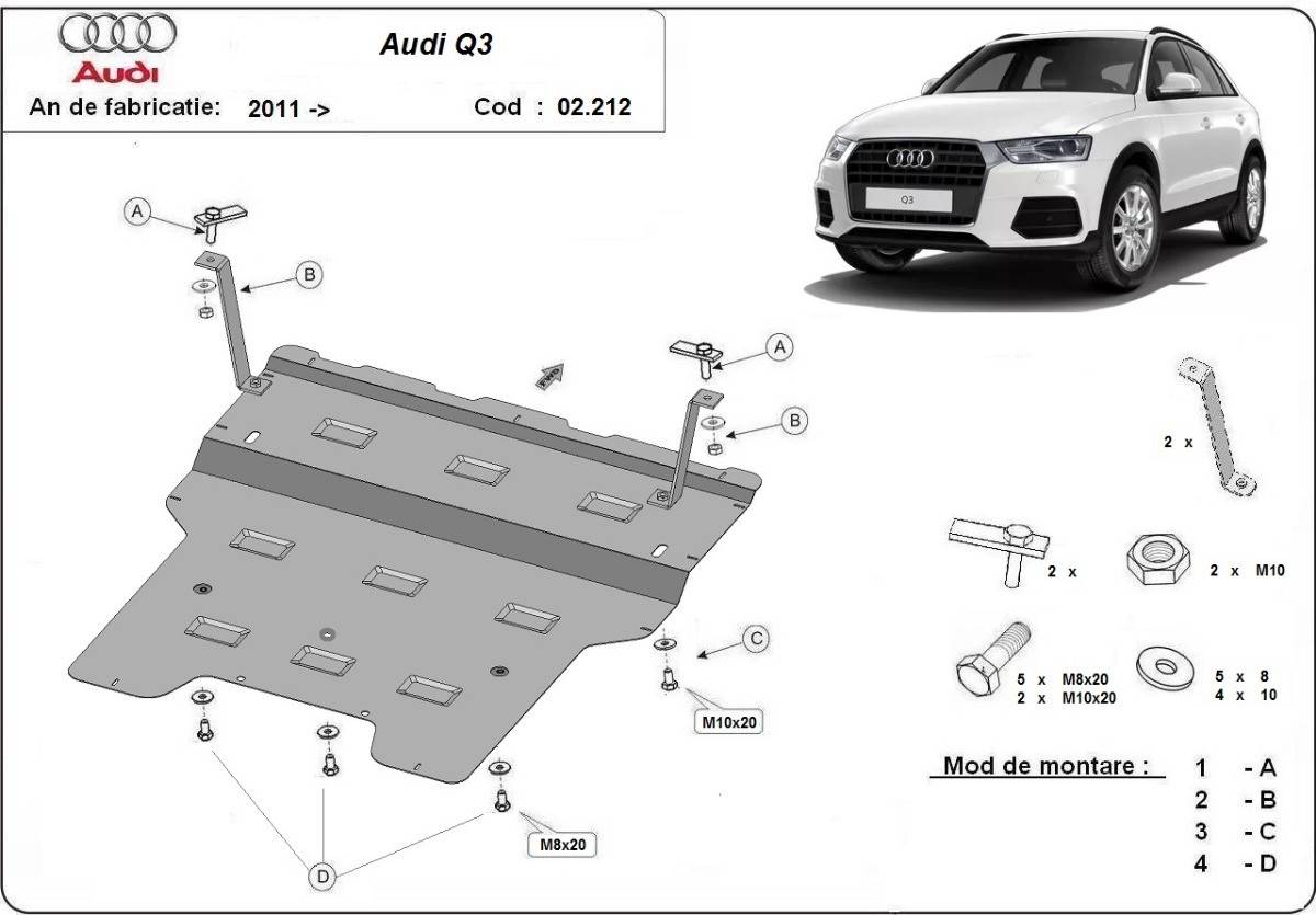 Cubre cárter metálico Audi Q3 (2011-2018) a medida