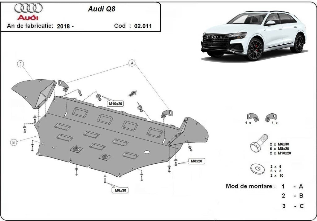 Cubre cárter metálico Audi Q8 (2018-2020) a medida