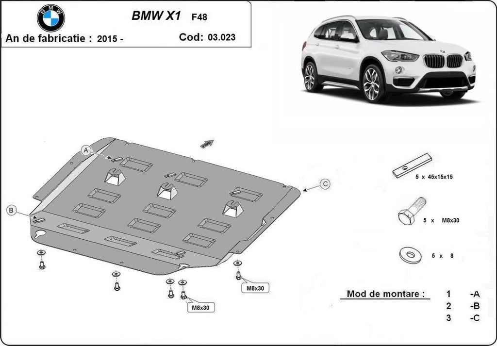 Cubre cárter metálico BMW X1 F48 (Desde 2015-2022) a medida