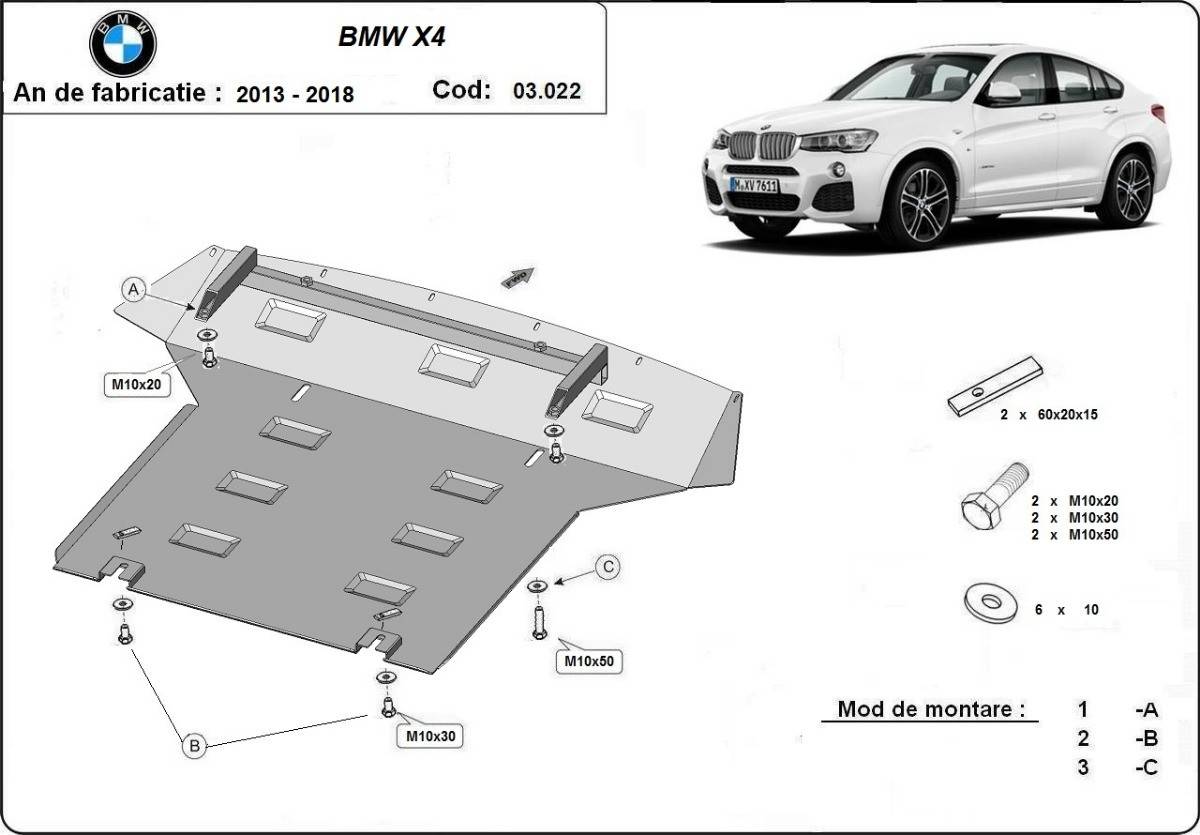Cubre cárter metálico BMW X4 (2014-2018) a medida