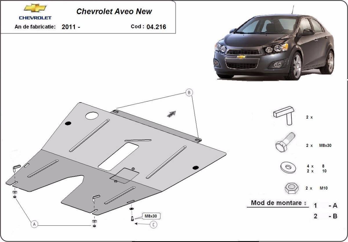 Cubre cárter metálico Chevrolet Aveo (2011-2020) a medida