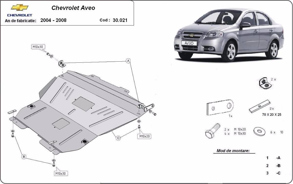 Cubre cárter metálico Chevrolet Aveo (2004-2008) a medida