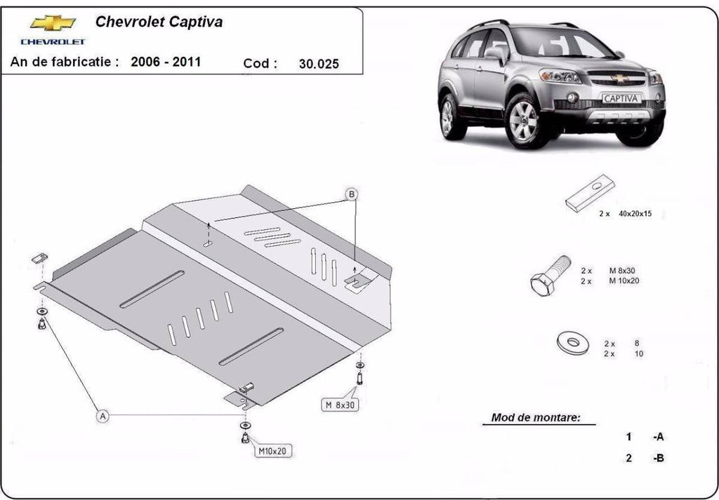 Cubre cárter metálico Chevrolet Captiva (2006-2010) a medida