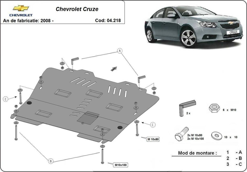 Cubre cárter metálico Chevrolet Cruze (2008-2016) a medida