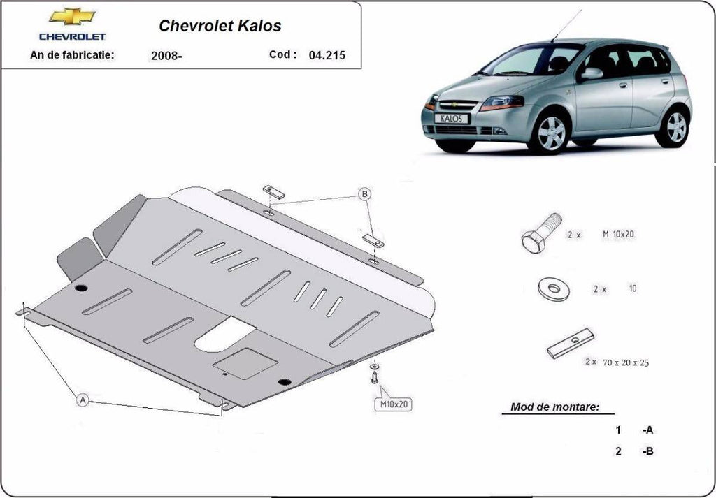 Cubre cárter metálico Chevrolet Kalos (2008-2011) a medida