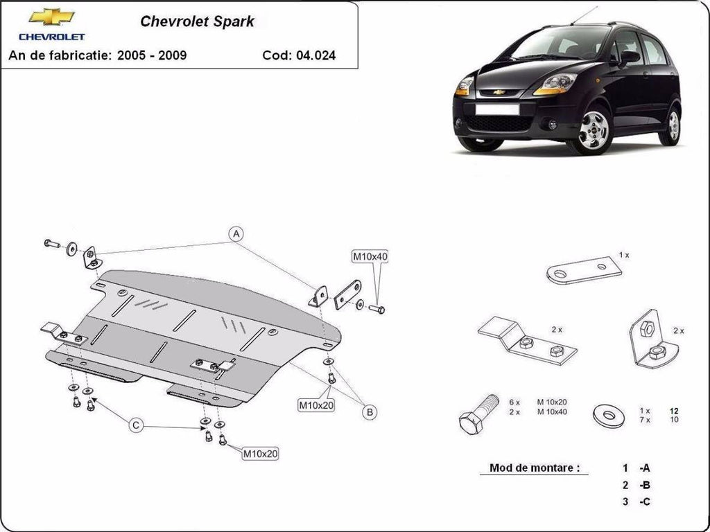 Cubre cárter metálico Chevrolet Spark (2005-2009) a medida